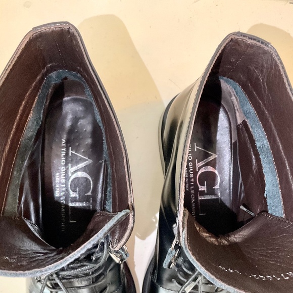 AGL Attilio Giusti Leombruni Black Leather Lace Up Combat Boots Size 9.5 - Picture 15 of 16